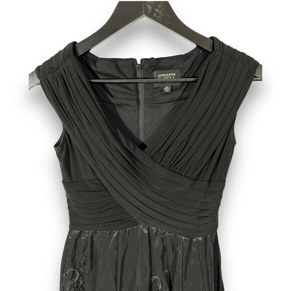 Adrianna Papell Dress Black Taffeta Fit Flare Cocktail Classic Elegant 2P - Picture 6 of 13